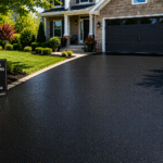 Freshly sealcoated asphalt driveway in Ambler Pennsylvania