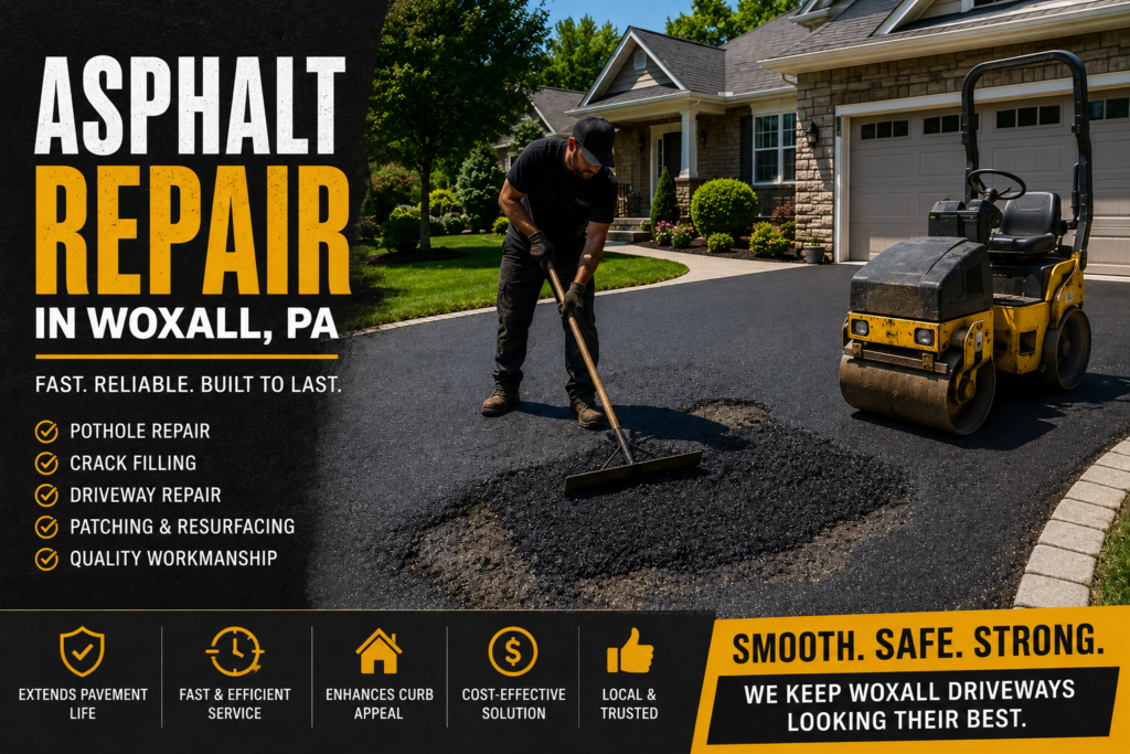 Professional asphalt driveway repair in Woxall Pennsylvania