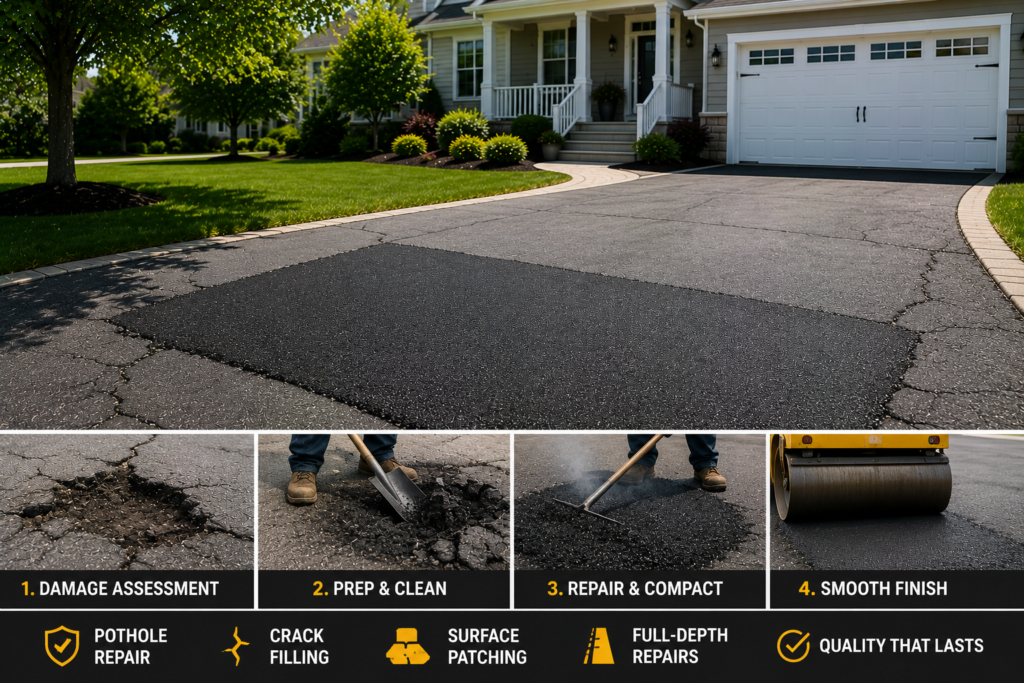 Professional asphalt driveway repair in Doylestown Pennsylvania