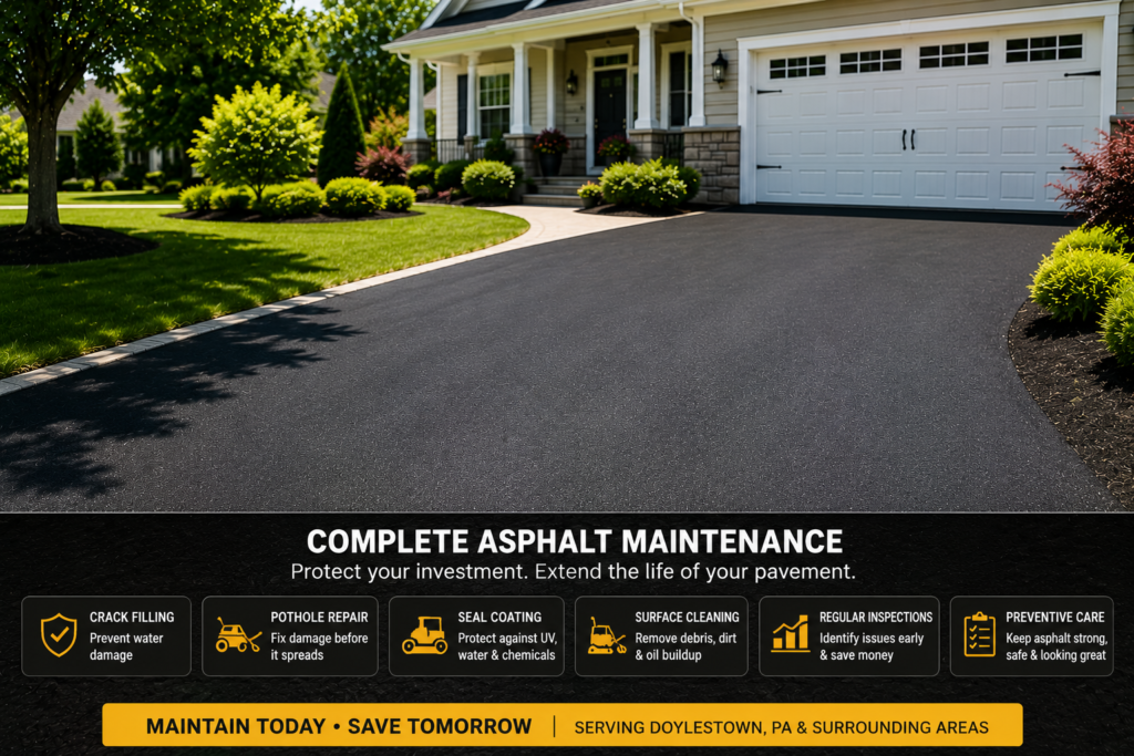 Professional asphalt driveway maintenance in Doylestown Pennsylvania