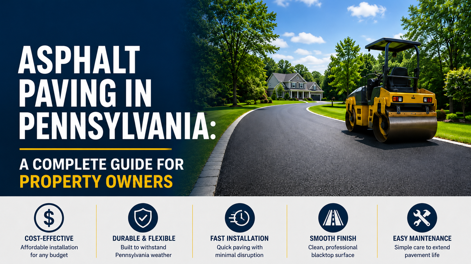Asphalt concrete paving for a smooth driveway and parking surface in Pennsylvania