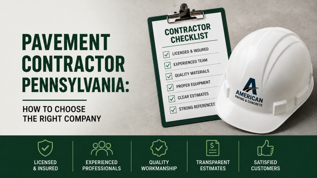 Professional pavement contractor completing asphalt paving work in Pennsylvania