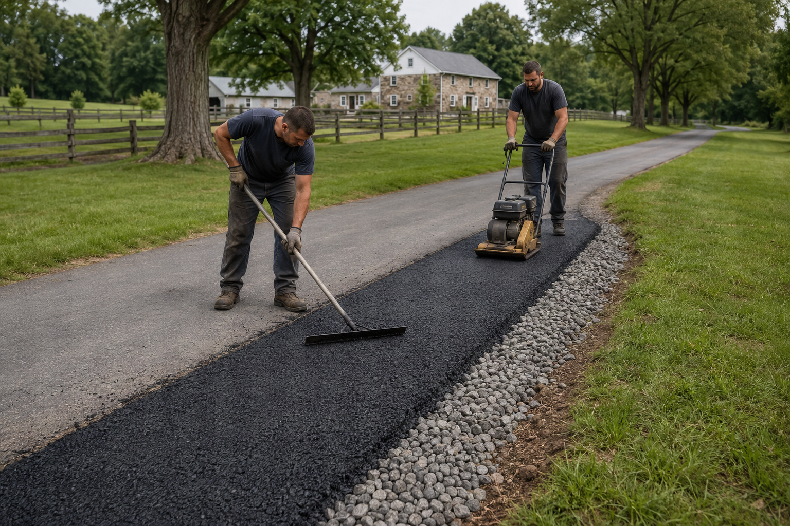 Private-lane asphalt edge repair in Plumsteadville, PA